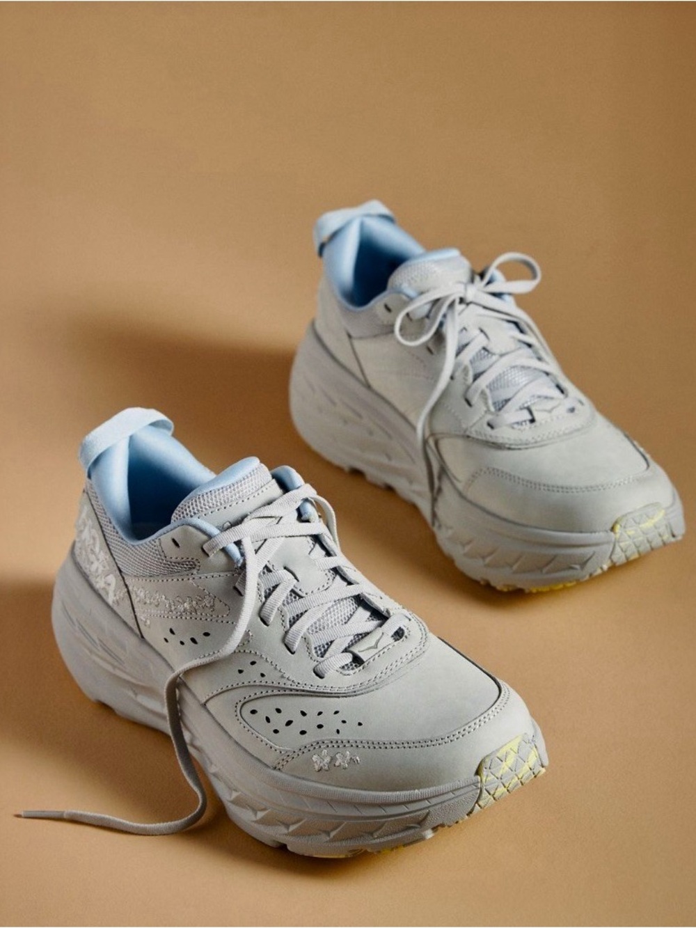 Hoka Light Gray and Pale Blue Women's Sneakers